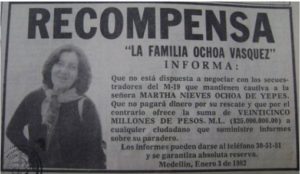 El secuestro Martha Nieves Ochoa, motivó que Noriega y el Cartel de Medellín estrecharan sus lazos.