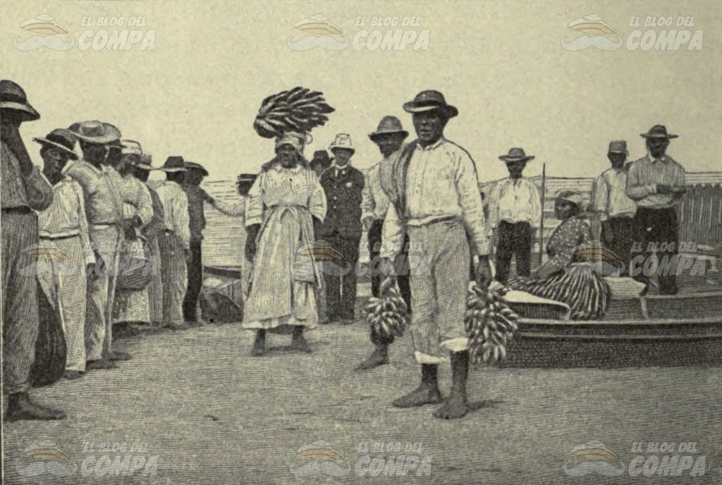 Vendedores de banano en el mercado público de la ciudad de Panamá en 1897